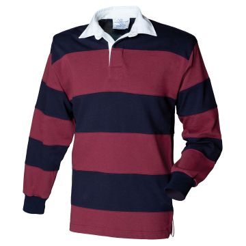 Sewn stripe long sleeve rugby shirt