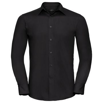 Long sleeve polycotton easycare fitted poplin shirt