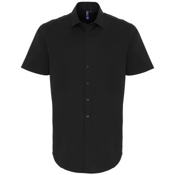 Stretch fit cotton poplin short sleeve shirt