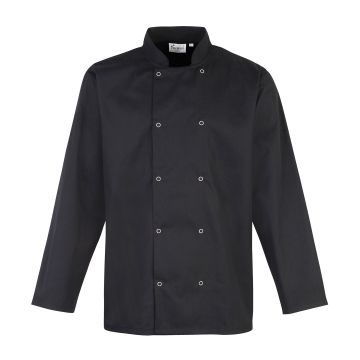 Studded front long sleeve chef's jacket