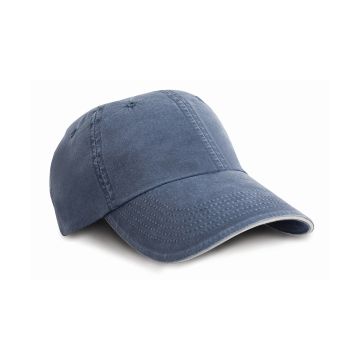 Washed fine line cotton cap with sandwich peak