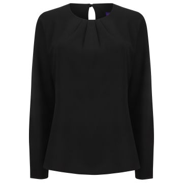 Women's pleat front long sleeve blouse