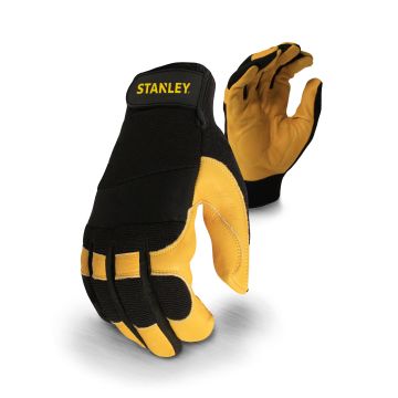 Stanley performance leather hybrid gloves - Black/Yellow - One Size